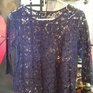 Navy lace top
